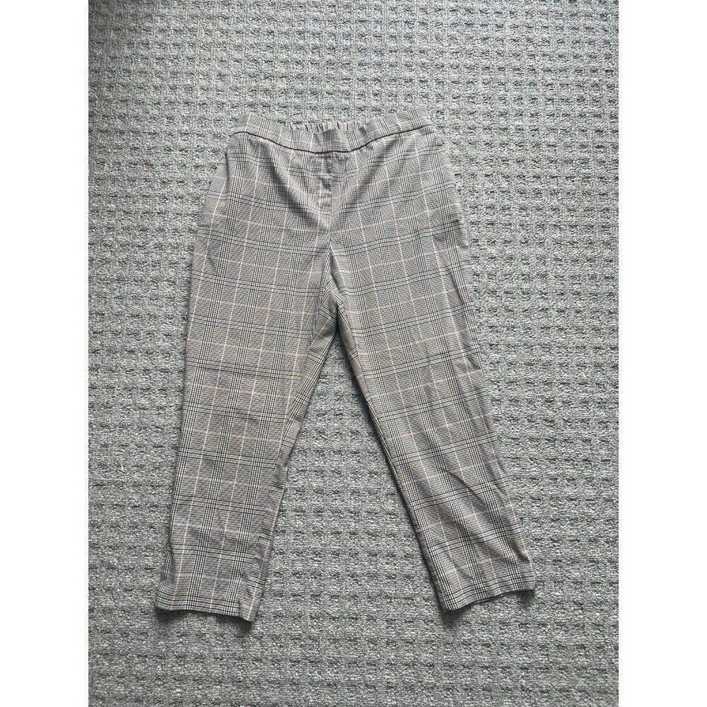 Rachel Zoe Plaid Elastic Waist Pull On Pants Preppy Office Chic Size 10 Medium